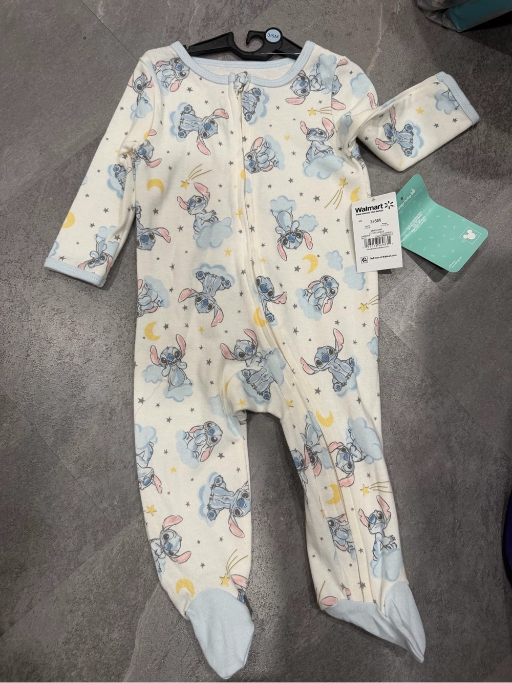 Unbranded Blue & White Baby One-Piece Footed Sleeper Stitch